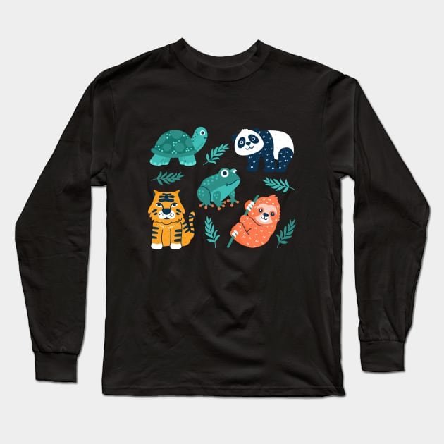 Tropical Animal Long Sleeve T-Shirt by Mako Design 